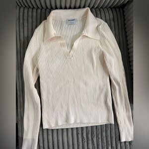Old Navy Ivory Ribbed Knit Top